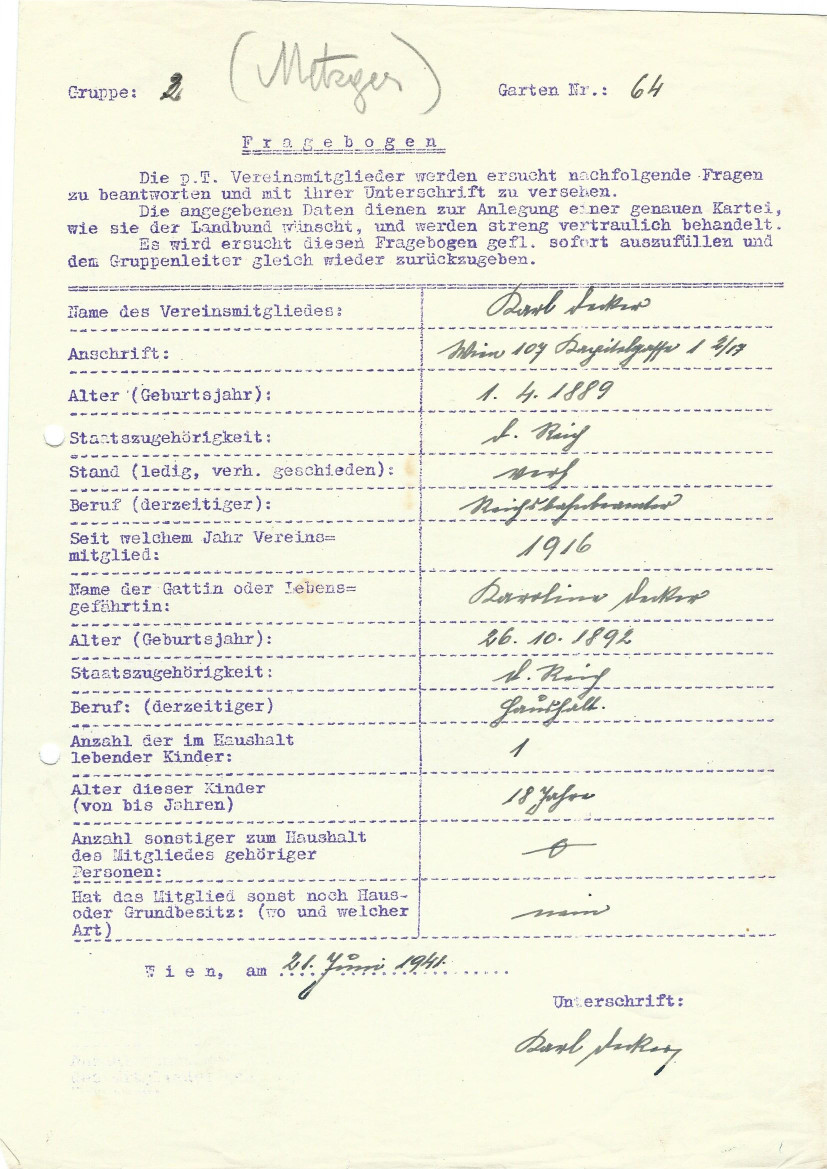Fragebogen1941 (Karl Decker war einer der ersten Vereinsmitglieder)